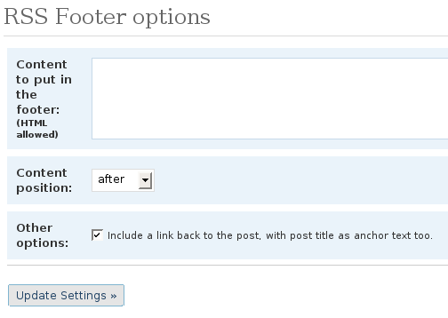 rss footer plugin