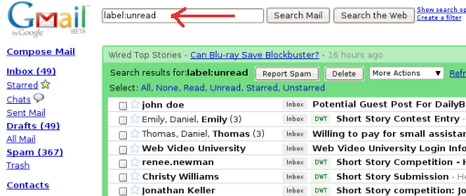 Gmail Find Unread Messages